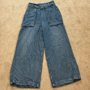 YFB elastic waist wide leg pants